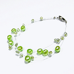 Perlenarmband Perlenarmkette Süßwasserperlen Armkette grün